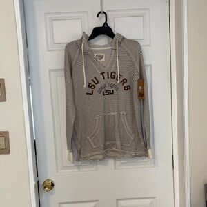 Blue 84 LSU Tigers Striped Hoodie - Cream and Black